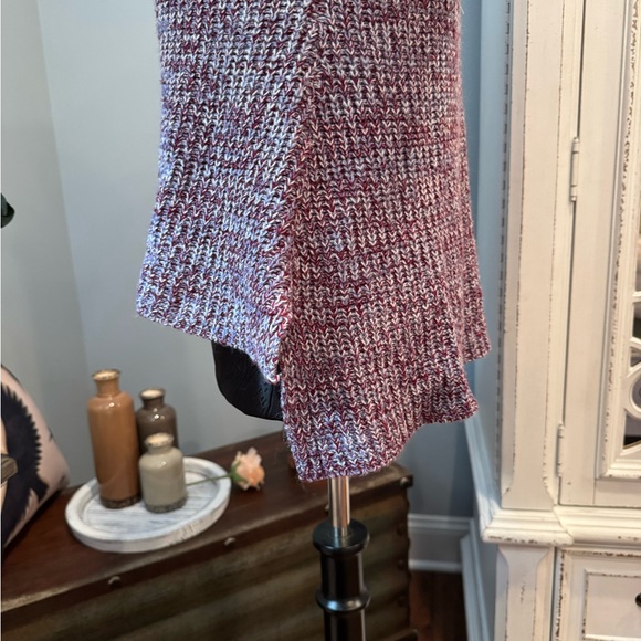 LU ♥ NYC Burgundy Lavender Lace-Up Sleeve Sweater Small | Off Shoulder Cozy Knit - Picture 9 of 12
